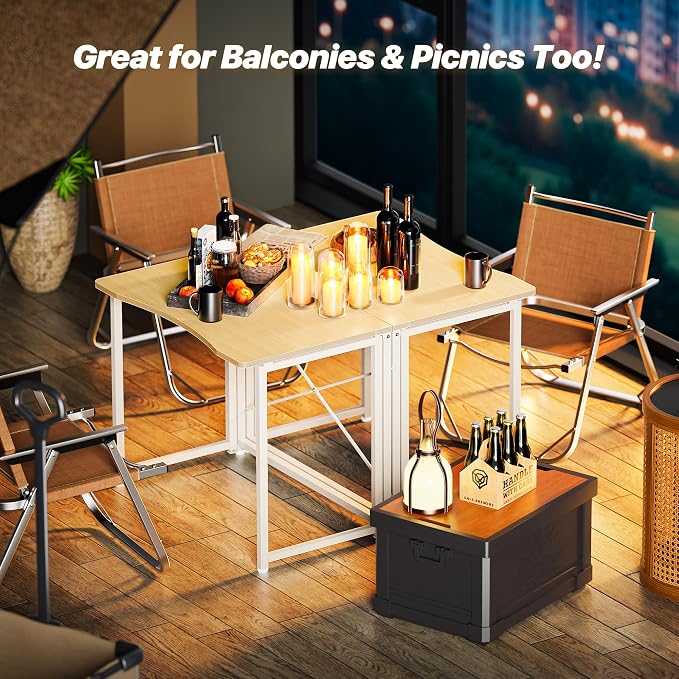 Huuger Folding Desk for Small Spaces, 31.5 Inch Foldable Computer Table | Easy Assembly, Small Writing Work Office Computer Desk, for Home Office, Study, Bedroom, Dorm, Space Saving, Oak - Image 6