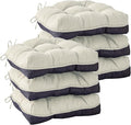 IASEAHK Chair Cushions for Dining Chairs, Seat Cushions for Kitchen Chairs, Indoor Seat Cushions with Ties, Tufted Foam Chair Pads, Non Slip Chair Cushions Set of 6, 15.5" x 15.5" x 4", Beige by IASEAHK