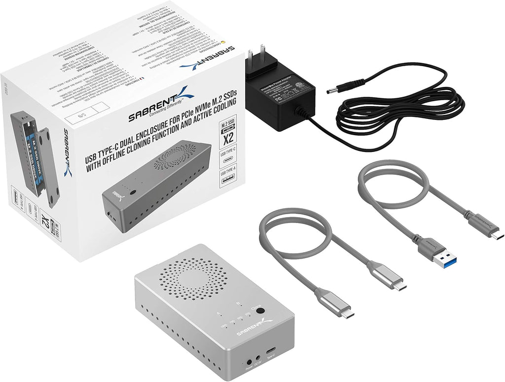 SABRENT Dual-Bay USB-C 10Gbps M.2 NVMe SSD Cloner Dock (EC-SSD2) - Image 9