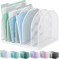 gianotter Desktop File Organizer with 5 Compartments | Desk Organizer Paper Organizer for Desk Workspace Organizers for Office Supplies (White, Upright Style) by gianotter