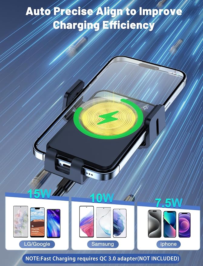 Wireless Car Charger Auto-Clamping Air Vent Car Mount 15W Fast Charging | Car Phone Holder Compatible for iPhone 17/16/15/14/13/13 Pro/12 Pro Max/12 pro/12/11/10, Samsung Galaxy Series - Image 2