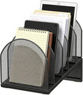 gianotter Desktop File Organizer with 5 Compartments | Desk Organizer Paper Organizer for Desk Workspace Organizers for Office Supplies (Black, Inclined Style) by gianotter