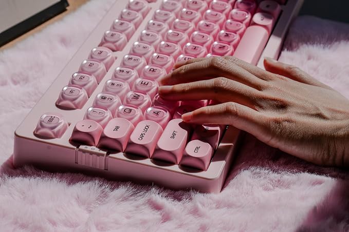 ZORNHER ZH980 Foundation Mechanical Keyboard,95% Pink Creamy Keyboard with Number Pad,Cute Jelly MOA Profile Keycaps,Loud Keyboard Clicky Blue Switches,Hot-Swappable - Image 4