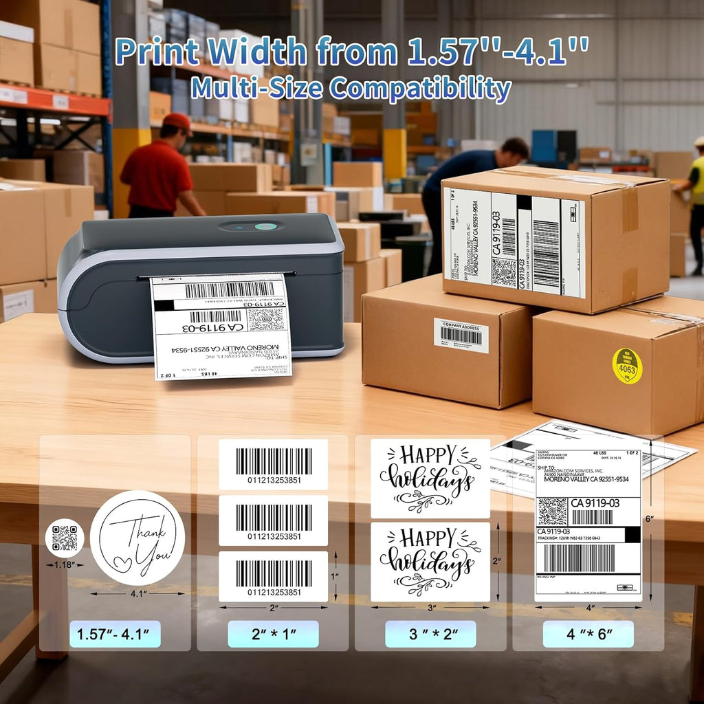 JADENS Battery Powered Thermal Printer, Cordless 4x6 Shipping Label Printer for Small Business, Prints 700+ Labels per Charge, 25H Standby, Portable Labeler for iPhone, Mac, Windows - Image 2