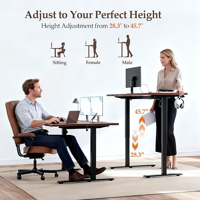 Klicelor L Shaped Standing Desk 63 x 35.4 Inch, Electric Height Adjustable Corner Desk for Home Office Workstation, Ergonomic Sit Stand Computer Table with Memory Controller, Dark Walnut - Image 6