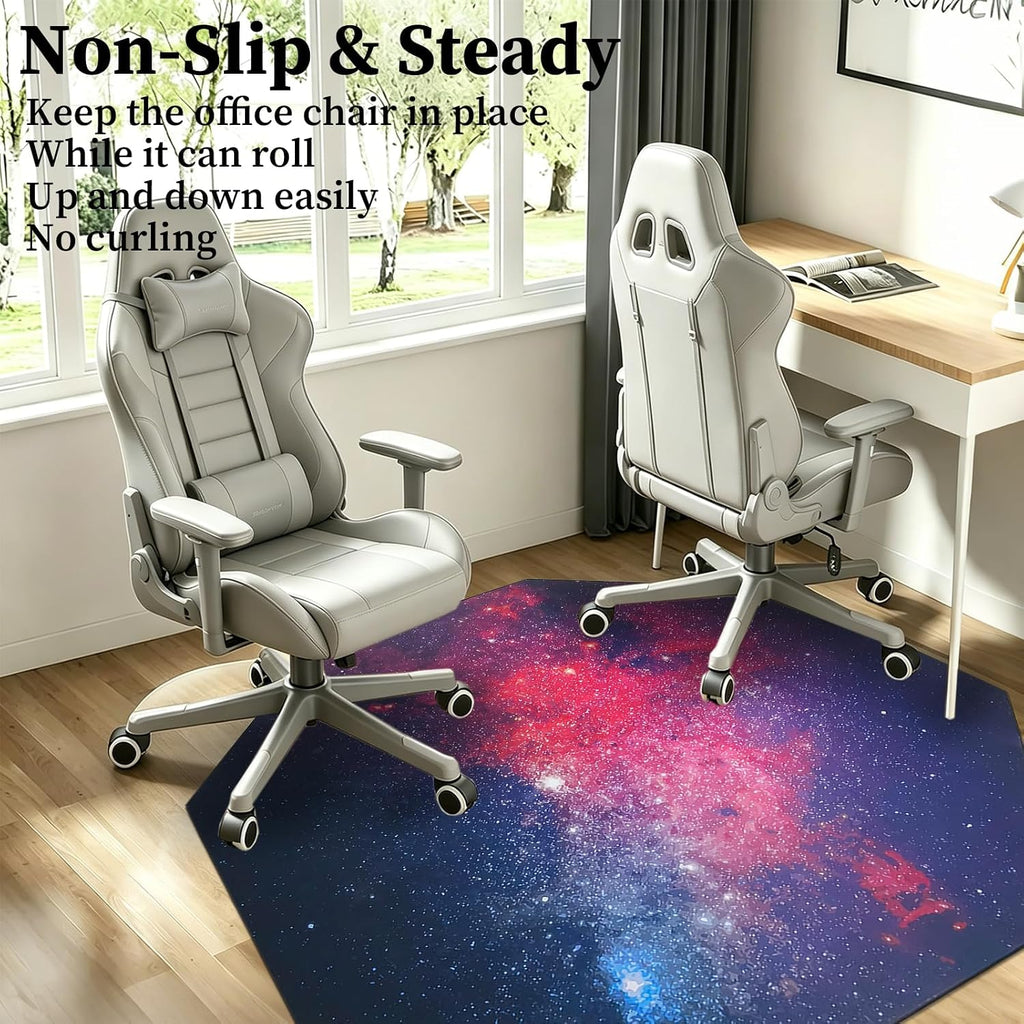 USTIDE Large Gaming Chair Mat Soft Non-Slip Low-Pile Outer Space Rug Washable Starry Sky Floor Mat for Bedroom Living Room Noise Reducing Carpet for Kids Teen Adults 51"x51" - Image 5