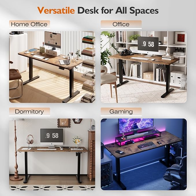 Monomi Electric Standing Desk 55"x24"Height Adjustable Sit Stand Up Desk | Ergonomic Home Office Computer Workstation with 178LBS Load Capacity & Quiet Motor, Two-Piece Desktop, Rustic Brown - Image 10