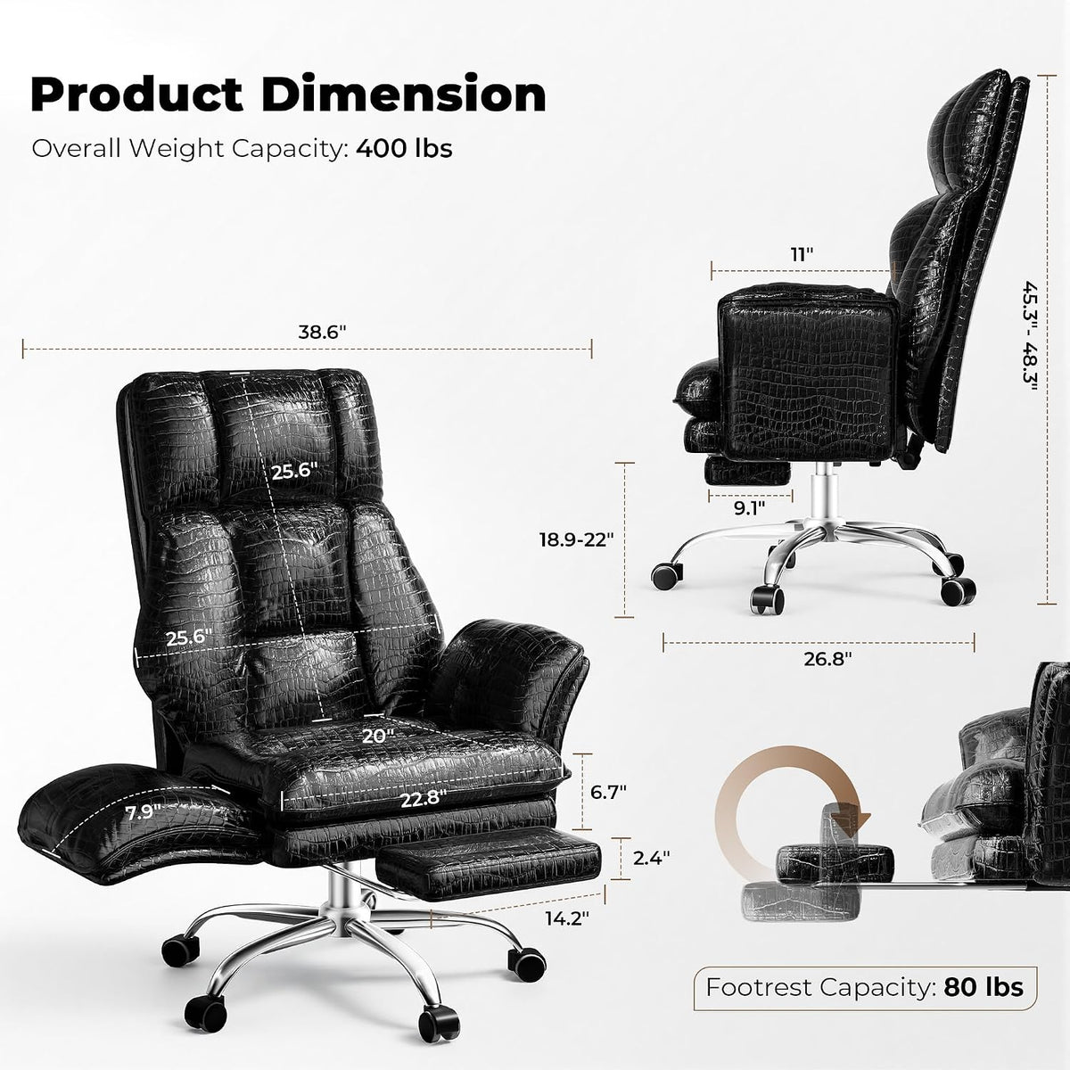 Big and Tall Office Chair, Flip Armrests for Work & Cross-Legged Pets - Image 2