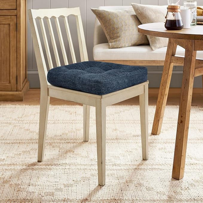 downluxe Chair Cushions for Dining Chairs 4 Pack, Tufted Indoor Chair Pads with Non-Slip Bottom, U-Shaped Kitchen Chair Cushions, 17"x17"x4", Navy - Image 7
