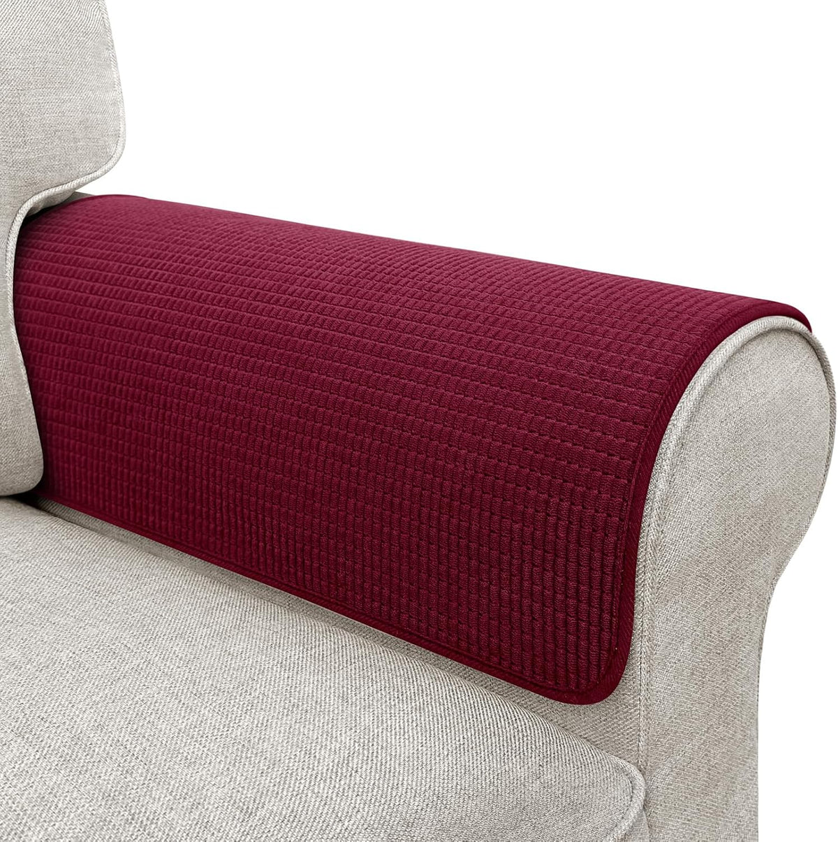Couch Arm Covers, Sofa Arm Covers, Waterproof Armrest Covers for Sofa, Armchair, Loveseat, Non-Slip Recliner Arm Covers, Sofa Headrest Covers, Arm Chair Covers Set of 2 (Burgundy, 26"×26") by LovoGemy