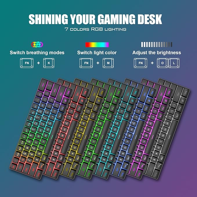 RedThunder 60% Gaming Keyboard and Mouse Combo, Ultra-Compact 61 Keys RGB Backlit Mini Keyboard, Lightweight 7200 DPI Honeycomb Optical, Wired Gaming Set for PC MAC PS5 Xbox Gamer(Black) - Image 3