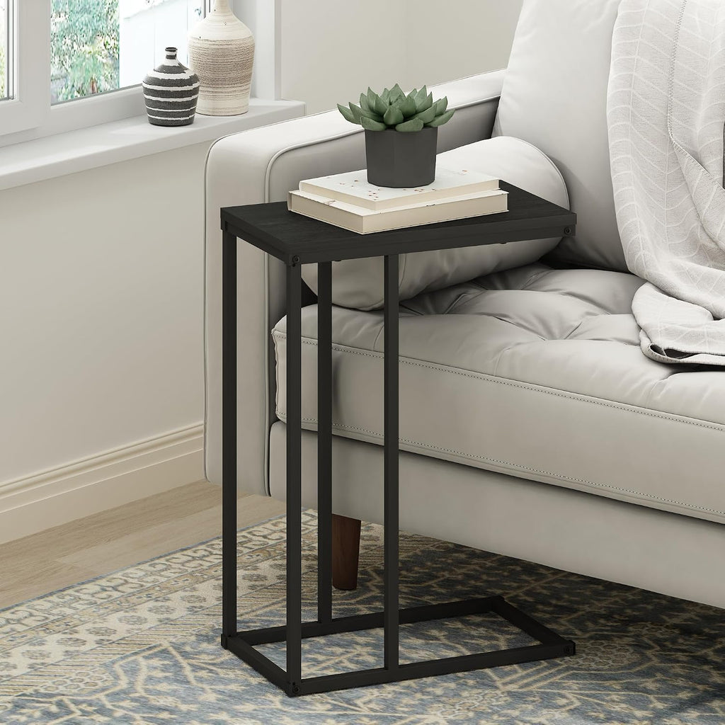 Furinno C-Shaped Metal Frame Side Table, Easy Assembly, Americano by Furinno