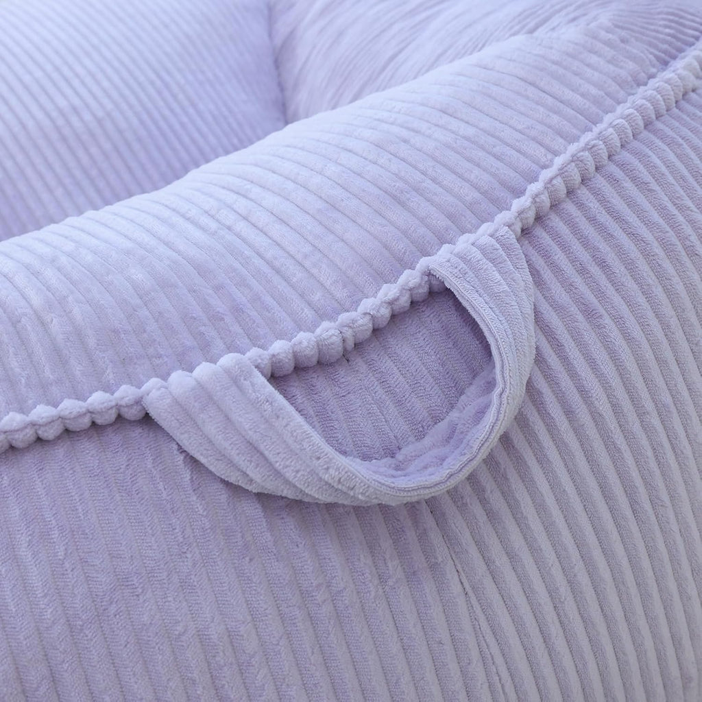 Giant Bean Bag Chair for Adults, Teens and Kids, Cozy Fluffy Corduroy Beanbag Chair with Filler, Large Floor Lounge Sofa for Living Room, Bedroom, Dorm, Gaming and Reading(L-Lightpurple) - Image 9