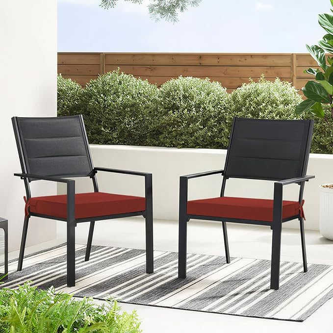 Basic Beyond Outdoor Chair Cushions for Patio Furniture, Waterproof Outdoor Seat Cushions Set of 4 18 x 18, Patio Chair Cushions Set of 4 with Ties and Handle, Brick Red - Image 8