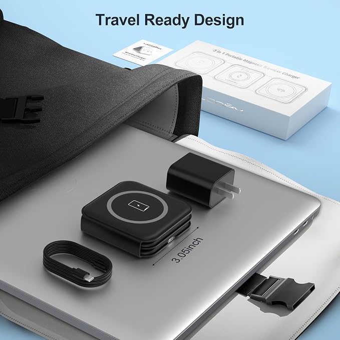 3 in 1 Charging Station for Multple Devices,Foldable 3 in 1 Wireless Charger for Travel,Nano Wireless Charging Station for iPhone16 15 14 13 12 Pro Max/Watch 10 9 8 7 6 5 4 3 Ultra/AirPod Pro - Image 7