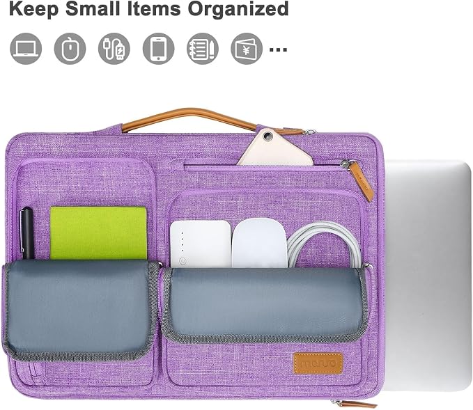 MOSISO 360 Protective Laptop Case 14 inch, 14 inch Laptop Sleeve | Compatible with HP Lenovo Dell ASUS Acer,HP Stream,Dell Latitude, Side Open Carrying Case with 4 Zipper Pockets, Lilac - Image 2