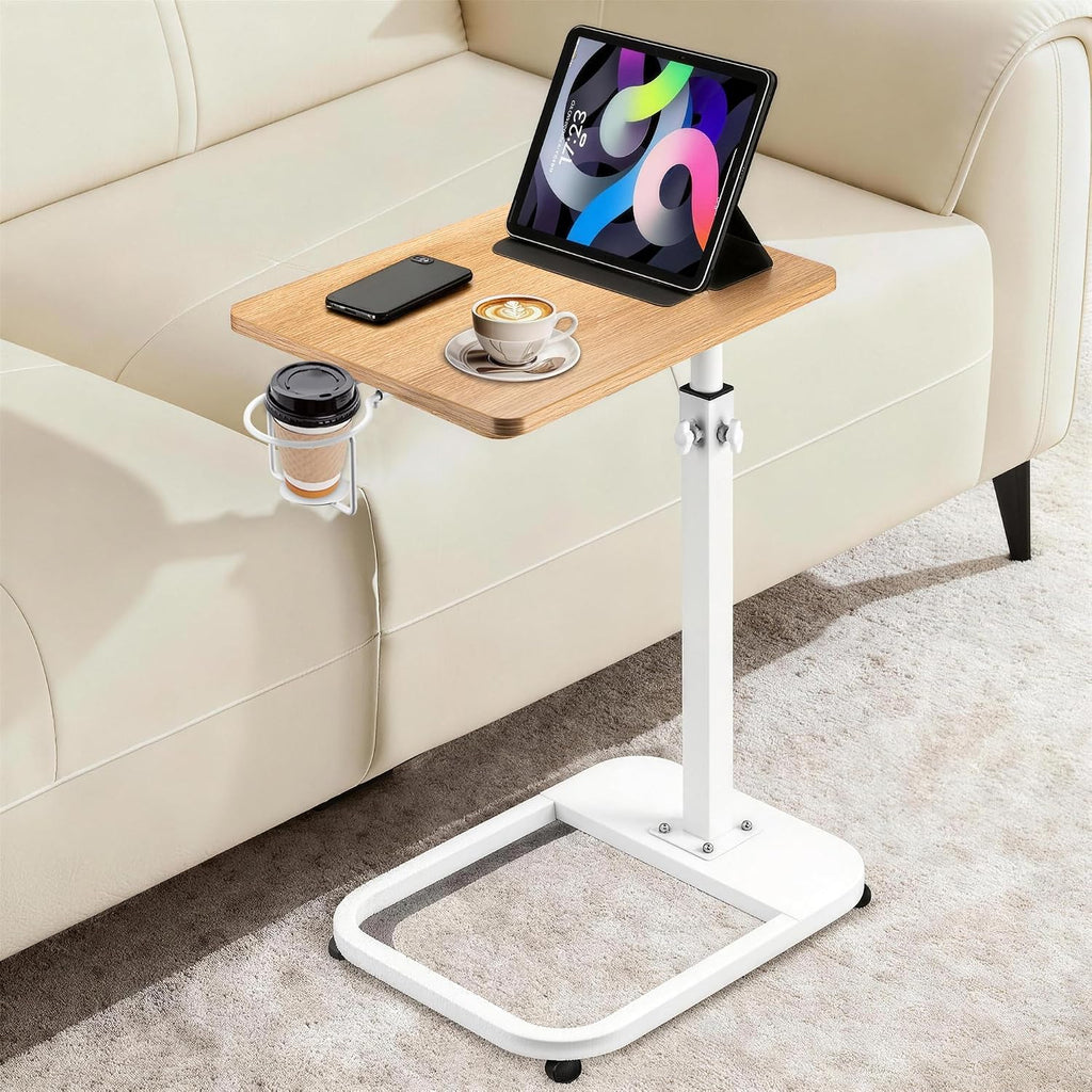 facka Adjustable C-Shaped TV Tray Table 18-32 Inch Height Couch Table by facka