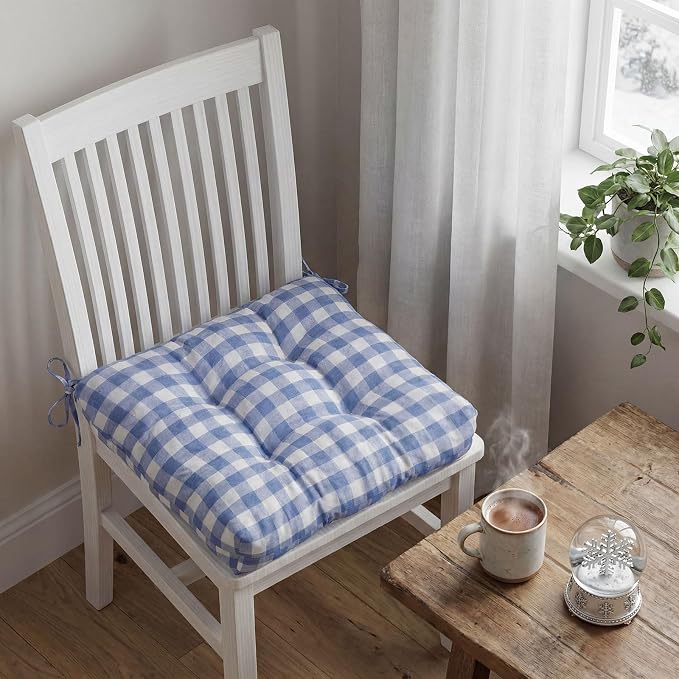 Geetery 4 Pack Chair Cushions, 16" x 15",Blue and White,Plaid - Image 6