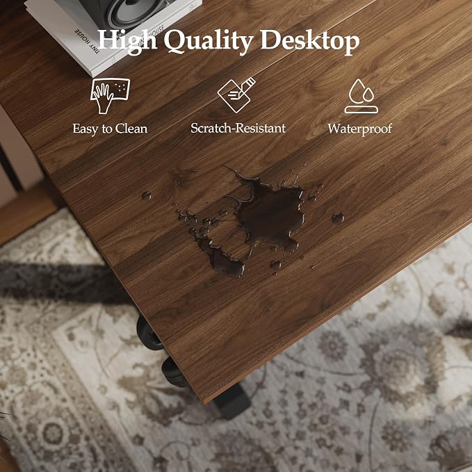 Klicelor 55 Inch Large Electric Standing Desk, Height Adjustable Office Desk, Sit Stand Up Computer Gaming Desk with Memory Preset, Two-Piece Desktop, Dark Walnut - Image 9