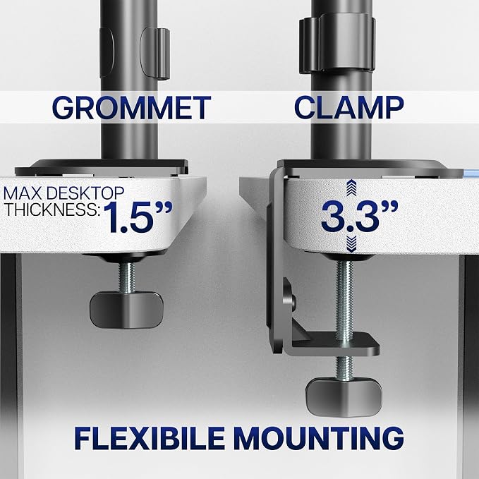 VIVO Dual Monitor Arm Extra Tall Mount for Screens up to 32 inches, Mechanical Height Adjustment, Full Articulating Heavy Duty VESA Stand with Desk C-clamp and Grommet, STAND-V012K - Image 8