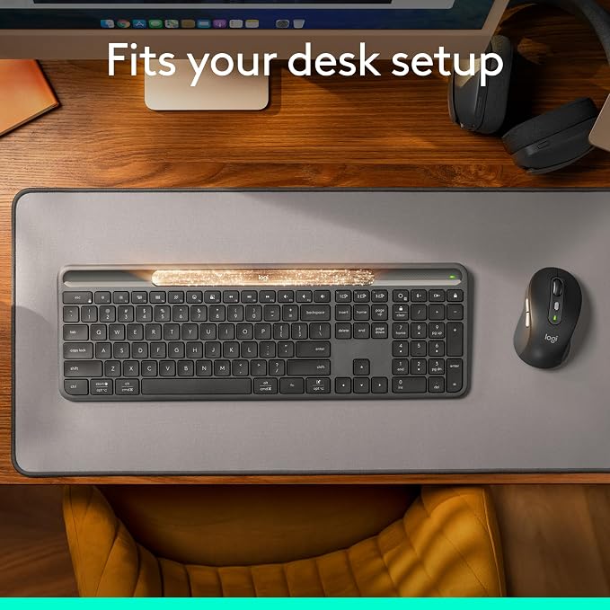 Logitech Signature Slim Solar+ Wireless Bluetooth Keyboard K980 - Graphite | Signature, solar and artificial light powered, up to 10 years battery life, customizable keys - Image 8