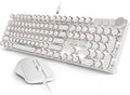 EWEADN Wired Typewriter Keyboard and Mouse Combo, Typewriter Style Mechanical Keyboard,104 Keys Backlit LED Keyboards, Media Control Knob, Wired Keyboard White Switch for Windows/PC-White by SEUNKWANG