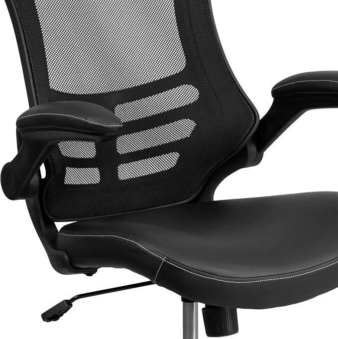 Flash Furniture Desk Chair with Wheels - Swivel Chair with Mid-Back Black Mesh and LeatherSoft Seat for Home Office and Desk - Image 16