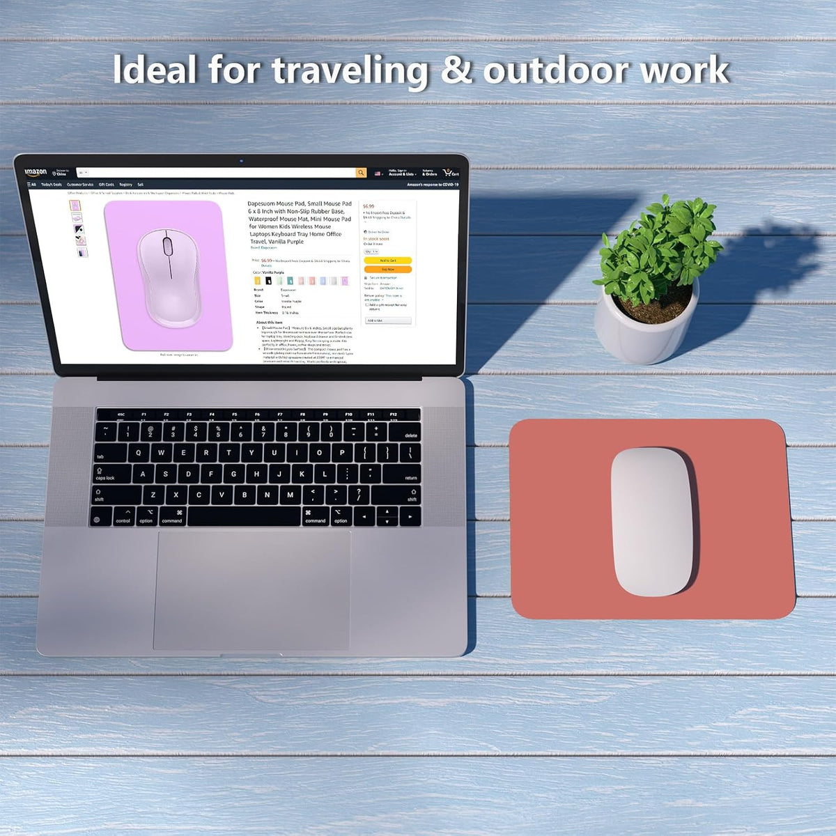 Small Mouse Pad, 6 x 8 Inch Thick Rubber Premium-Textured Non-Slip Portable & Washable Mini Mouse Mat for Women Men Wireless Laptops Keyboard Tray Gaming Computer Office Travel, Indian Red - Image 7