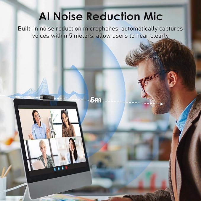 1080P Webcam with Built-in Microphone, W2N Web Cam, Privacy Cover, 75° FOV, Noise Cancellation, Plug & Play Web Camera for Computer, USB Webcam for Pc, Laptop, Desktop, Mac - Image 6