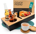 D&D Living® Couch Caddy - Bamboo Couch Console | Anti-Spill Drink and Cup Holder | Snack Organizer Tray for Sofa with Bottle Opener by D&D Living