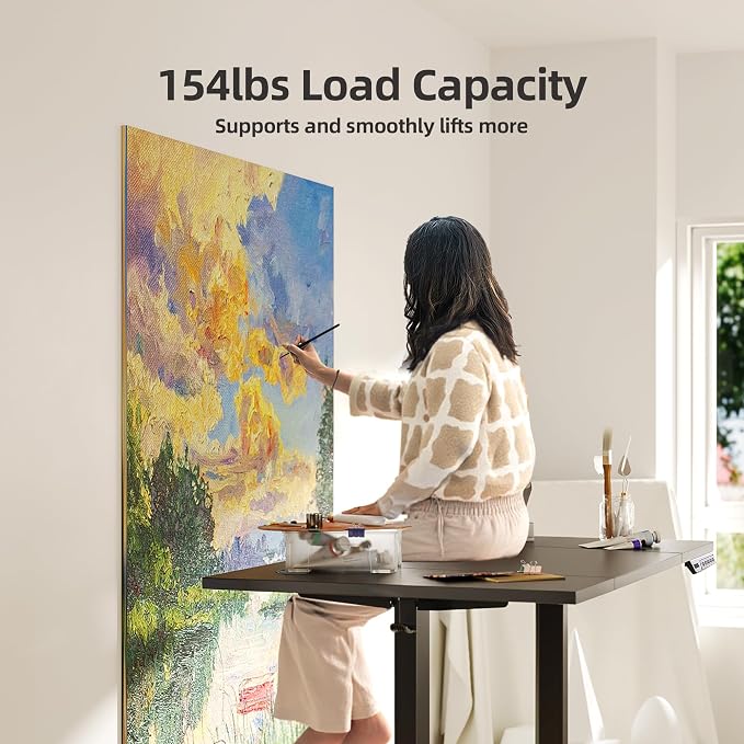 Claiks Electric Height Adjustable Standing Desk, 48x24 Inch, Deep Black | Smooth Height Adjustment, 3 Memory Presets, Cable management hub & hook, Stable Steel Frame, 156 lbs Capacity, Easy Assembly - Image 5