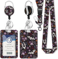 Goth Lanyards for ID Badges, Bat Flower id Holder with Lanyard by Gctriki