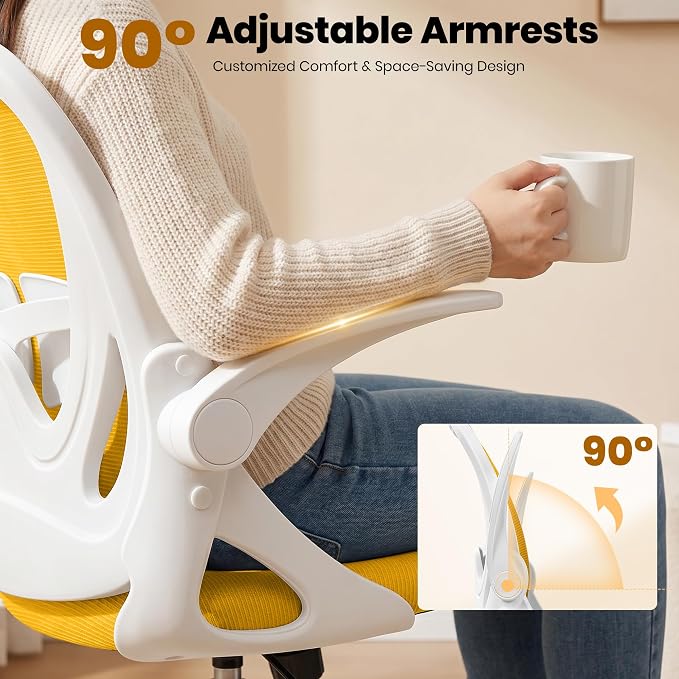 Drafting Chair Tall Office Chair with Flip-up Armrests Executive Ergonomic Computer Standing Desk Chair with Lumbar Support and Adjustable Footrest Ring (Mustard) - Image 9