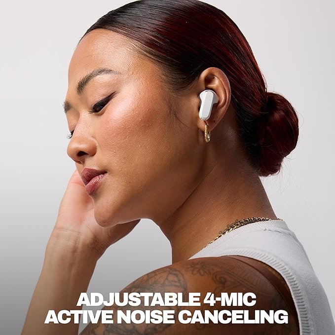 Skullcandy Rail ANC Active Noise Cancelling Wireless Earbuds - Bone/Orange | In-Ear, Bluetooth Headphones, Noise Cancellation, 38 Hours Battery, Microphone for iPhone Android, Customizable Sound - Image 2