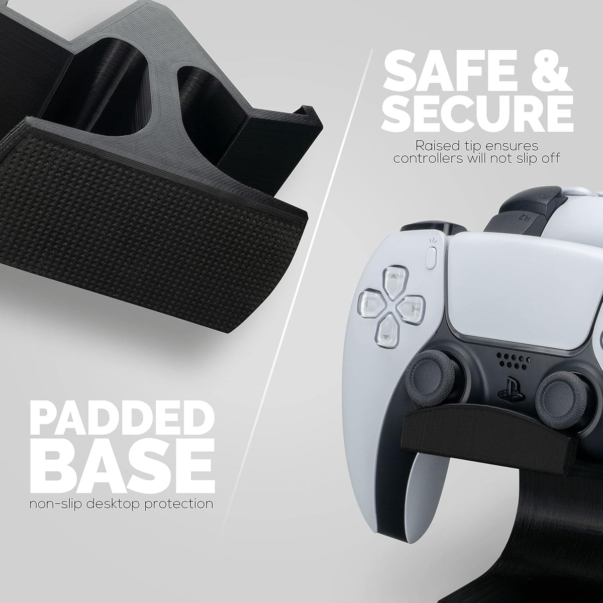 Dual Game Controller Desktop Holder Stand - Universal Design for Xbox ONE, PS5, PS4, PC, Steelseries, Steam & More, Reduce Clutter UGDS-03 (Black) - Image 3