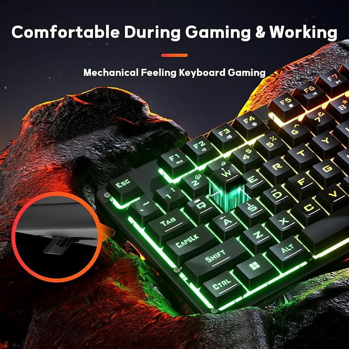 Redragon K521 Upgrade Rainbow LED Gaming Keyboard, 104 Keys Wired Mechanical Feeling Keyboard with Multimedia Keys, One-Touch Backlit, Anti-Ghosting, Compatible with PC, Mac, PS4/5, Xbox - Image 3