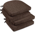 downluxe Indoor Chair Cushions for Dining Chairs, Soft and Comfortable Textured Foam Kitchen Chair Pads with Ties and Non-Slip Backing, 16" x 16" x 2", Brown, 4 Pack by Downluxe