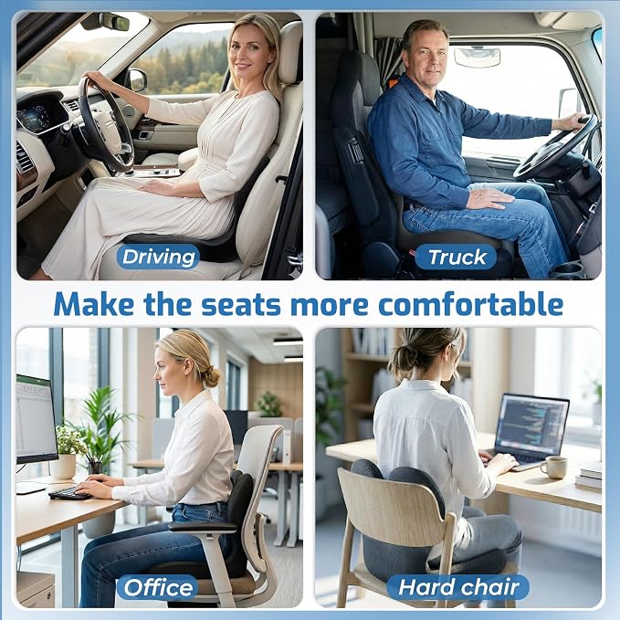 Seat Cushion with Lumbar Support Pillow,Ergonomic Chiar Cushion | Suitable for Long Sitting,Back Pressure Relief & Tailbone,Memory Foam Sciatica Pad for Office,Car, Home Chairs - Image 8