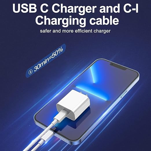 iPhone Charger Fast Charging, USB C Charger Block, 6FT/10FT Lightning Cable | For Apple iPhone 14/13/12/11 Series, 2-Pack 6FT/10FT Long USB C to Lightning Cables, AirPods with Lightning Charging Case - Image 3