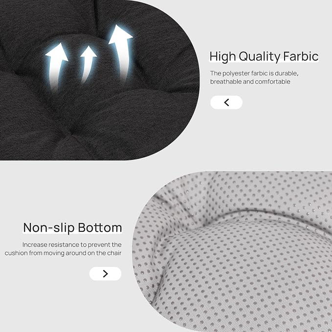 Love's cabin Memory Foam Chair Cushions Set of 4, 15.5 Inch, Black | 15.5"x15.5"x3.5", Indoor & Outdoor Chair Seat Pads with Non-slip Bottom and Ties, for Dining, Kitchen, Office and Patio Chair - Image 5