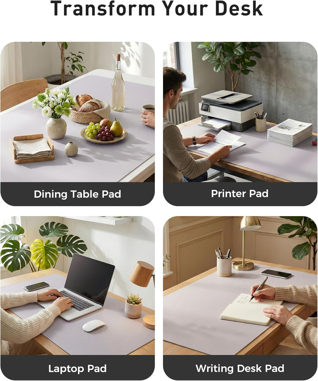 Aothia Faux Leather Desk Mat - Large Mouse Pad, Non-Slip PU Leather Blotter, Waterproof Writing Surface for Office and Home (Smoky Lavender, 63" x 17") - Image 6
