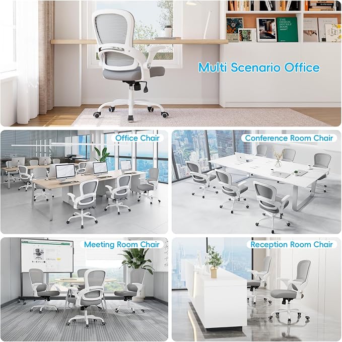 TRALT Office Chair - Ergonomic Office Chair with Back Support for Adults | Home Office Desk Chair with Lumbar Support - Ergonomic Mesh Chairs 330 lb Wide Seat for Work, Study, Office, Gaming(Grey) - Image 3