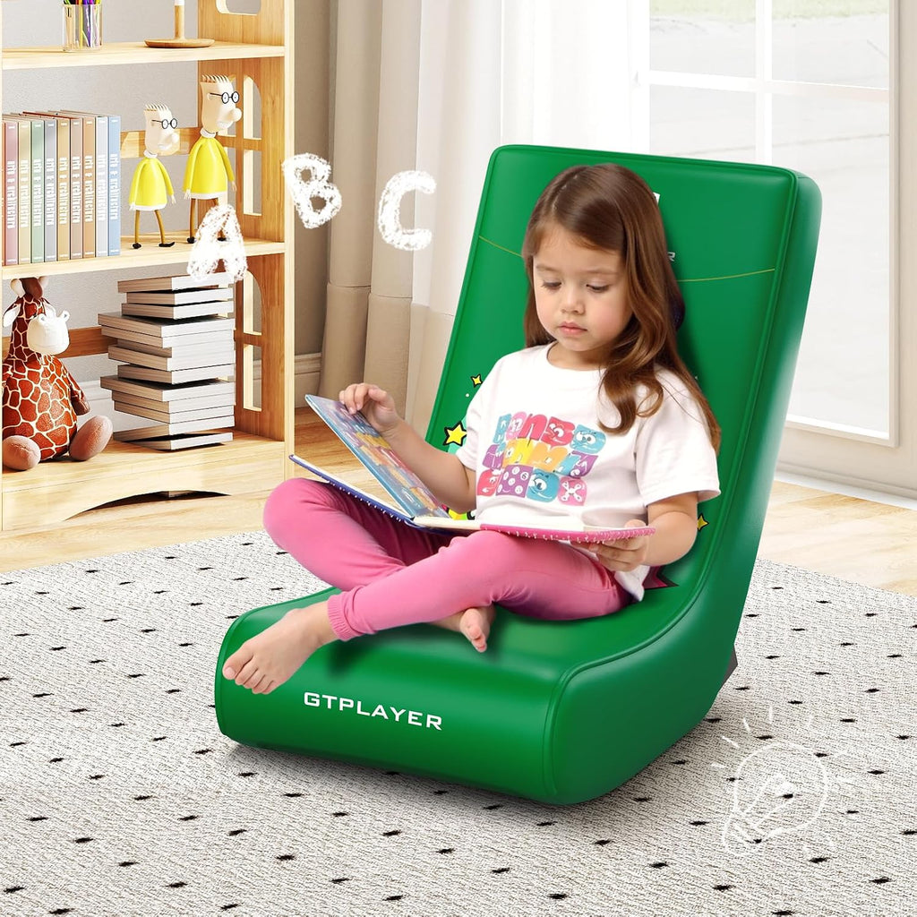 GTPLAYER Gaming Floor Rocking Chair – Rocker Floor Game Chair with Angle Limiter, Stylish Patterned Design, Comfortable Video Game Seat, Green Kitty Pattern - Image 8