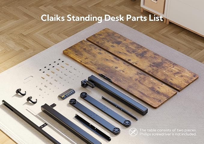 Claiks Electric Height Adjustable Standing Desk, 35x20 Inch, Rustic Brown | Smooth Height Adjustment, 3 Memory Presets, Cable Management Hub&Hook, Stable Steel Frame, 176lbs Capacity, Easy Assembly - Image 7