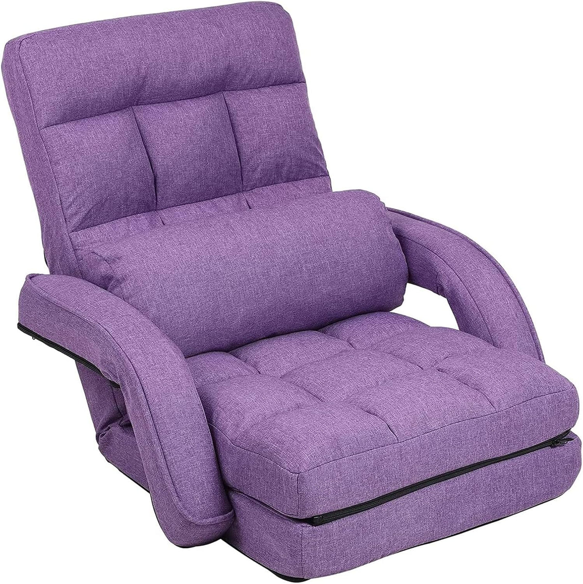 Floor Chair, Chaise Lounge Indoor, 14-Position Adjustable Folding Lazy Sofa with Armrests and a Pillow Padded Gaming Chairs for Living Room, Bedroom Factory Price (Purple) 8803PU by FLOGUOR