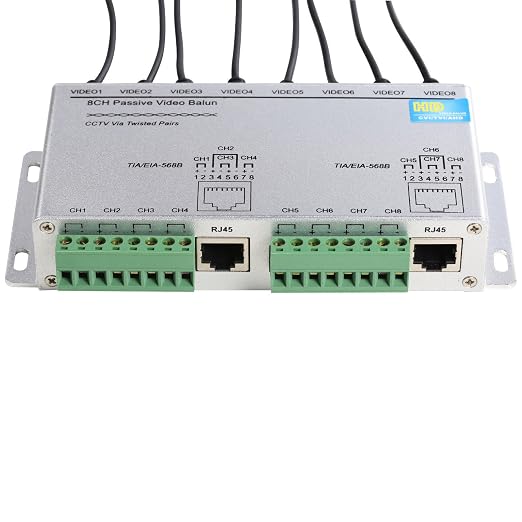 UHPPOTE 8 Channel HD CVI/TVI/AHD Passive Video Balun Transmitter Receiver | BNC Male to UTP Cable for CCTV System, Aluminium Alloy Shell - Image 2