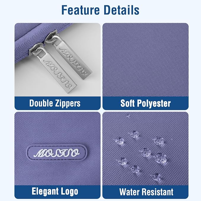 MOSISO Laptop Case 15 inch, Laptop Sleeve Bag with Pocket | Compatible with MacBook Air 15 inch M5 M4 M3 M2 2026-2023, Dell XPS, Polyester Vertical Computer Bag, Lavender Gray - Image 4