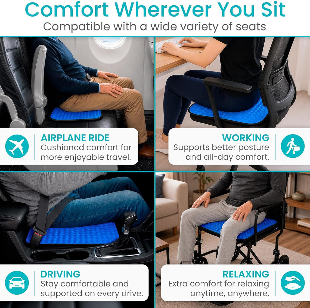 Vive Cooling Gel Seat Cushion - for Coccyx, Sciatica & Tailbone Pain Relief - Image 6