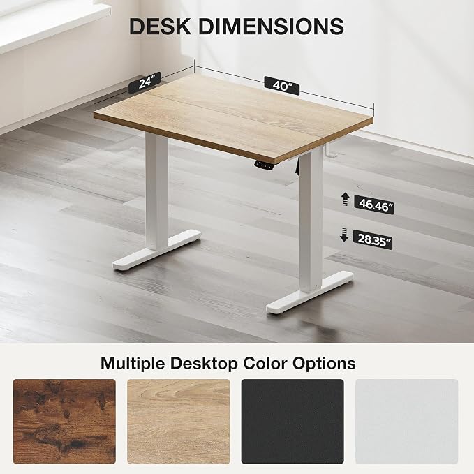 Electric Standing Desk with Cable Management,Oak Height Adjustable Desk with Memory Presets, Sit Stand Table for Work from Home, Ergonomic Computer Desk,40 x 24 inch - Image 3