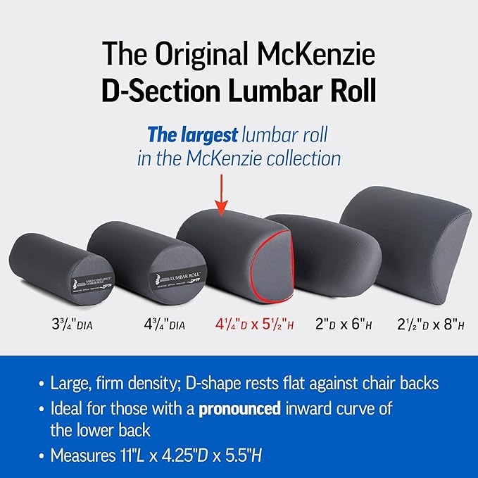 OPTP The Original McKenzie D-Section Lumbar Roll – Large, Firm Density | USA-made low back lumbar support pillow for office and travel, preferred by physical therapists, 4 1/4" D x 5 1/2" H x 11" L - Image 5